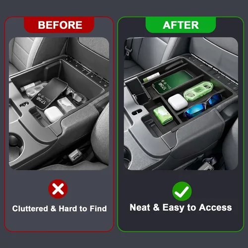 Vista 4 de Center Console Organizer for 2013-2024 Dodge RAM 1500/1500 Classic 2013-2026 RAM 2500/3500 Accessories, Armrest Storage Box Tray for RAM 1500