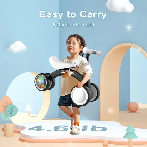 Vista 7 de Gamfeiny Colorful Lighting Baby Balance Bike Toys for 1 Year Old Boy Girl Gifts, 10-36 Month Toddler Balance Bike, No Pedal 4 Silence Wheels & Soft
