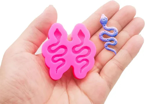 Vista 3 de Molde de silicona con forma de serpientes 3D, aretes de joyería de caramelo, resina epoxi de arcilla, decoración de chocolate, decoración