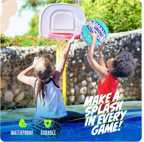 Vista 3 de Baloncesto de piscina (talla 3) – Juguetes de piscina para niños, adolescentes y adultos – Baloncesto acuático para fiestas en piscinas – Pelotas