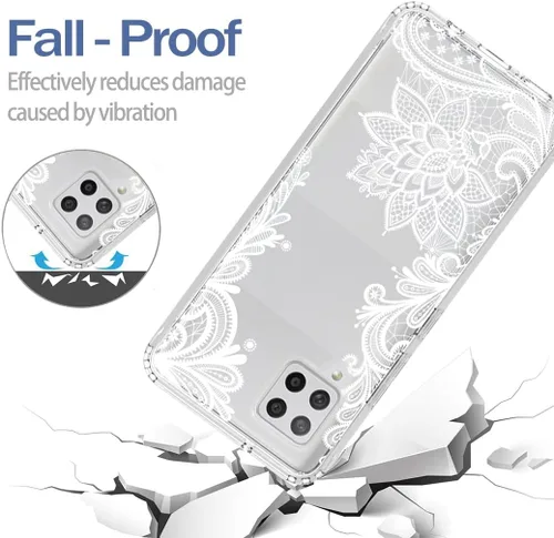 Vista 7 de Funda para Galaxy A42 5G, Galaxy M42 5G SM-A426 con protector de pantalla de vidrio templado, bonito diseño de mandala transparente, funda Mandala 3