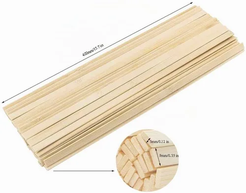 Vista 3 de 50 tiras de madera fina de bambú natural de 15.5 pulgadas de largo, palitos de balsa para manualidades, tablón de bambú para casa, aviones, barco