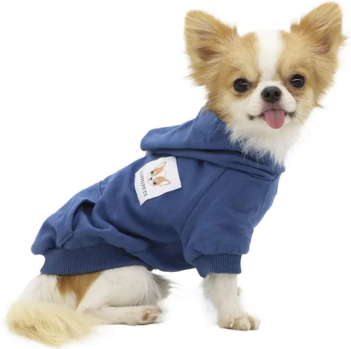Vista 17 de LOPHIPETS Sudadera ligera de algodón para perros pequeños – Sudadera con capucha para chihuahuas, cachorros y razas juguetes - Gris/XS