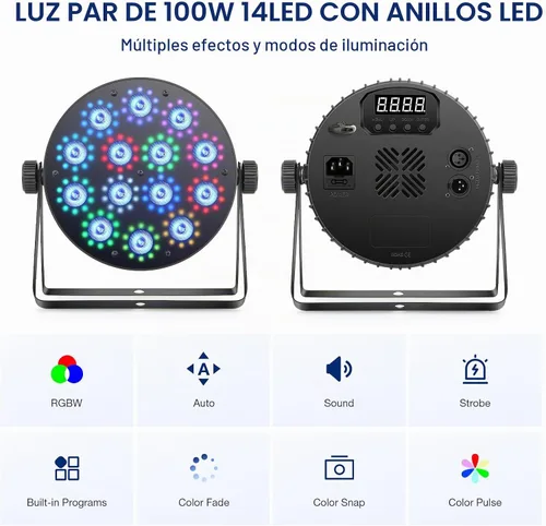 Vista 4 de Luz de par de escenario LED regulable con anillo por control remoto