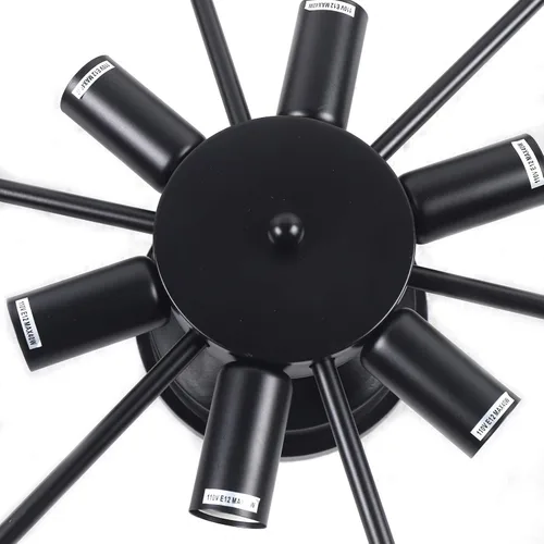 Vista 8 de Lámpara de techo con rueda de carro, 6 luces rústicas de estilo rústico semiempotrado, lámpara de techo industrial para cocina, isla, comedor