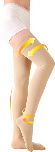 Vista 11 de TOFLY® Calcetines de compresión altos hasta el muslo para mujeres y hombres, punta cerrada de 15-20 mmHg, medias de compresión médica graduadas