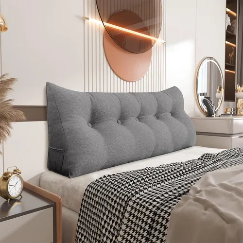Vista 32 de Almohada pequeña de cuña para cabecero, almohada de lectura para sentarse en la cama, respaldo de adulto, almohada triangular de refuerzo para sofá