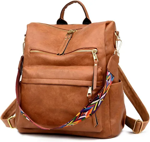 Vista 2 de Mochila de moda para mujer Bolsas de diseño multiusos Bolsa de hombro de cuero sintético Bolsa de viaje