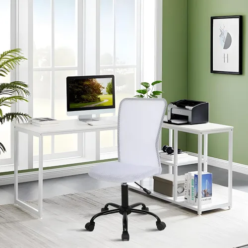 Vista 12 de Silla de oficina sin brazos, silla de oficina ergonómica de malla con respaldo alto con soporte lumbar, sillas de computadora, silla con ruedas