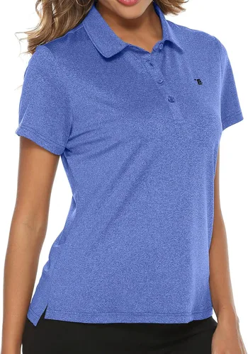Vista 34 de TBMPOY Camisetas polo de golf de manga corta para mujer, ligeras, con absorción de humedad, con cuello, T-shirt de secado rápido de 4 botones