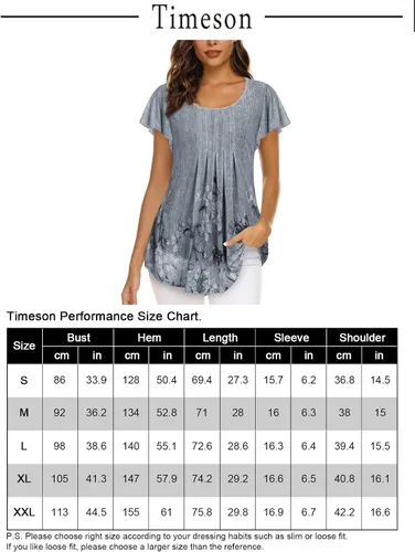 Vista 5 de Timeson Blusa de manga corta para mujer, diseño floral, doble capa, informal, elegante