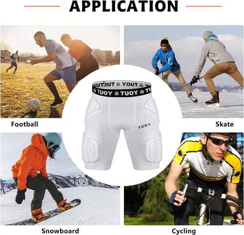 Vista 6 de Faja de fútbol corta acolchada de compresión para hombre con almohadillas, cadera, muslo, trasero, coxis, pantalones protectores para jóvenes