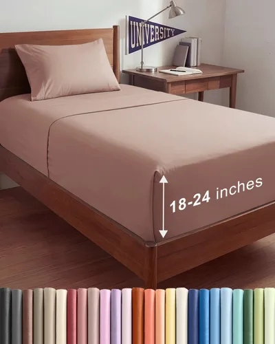 Vista 108 de Sábanas individuales de bolsillo extra profundo, sábanas transpirables y refrescantes de 3 piezas, juego de sábanas de lujo para hotel, suaves, sin