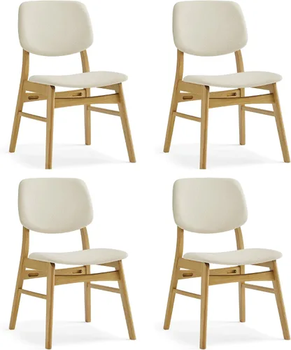 Vista 7 de KISLOT Juego de 4 sillas de comedor de madera, sillas de cocina tapizadas Respaldo tapizado de color original-1