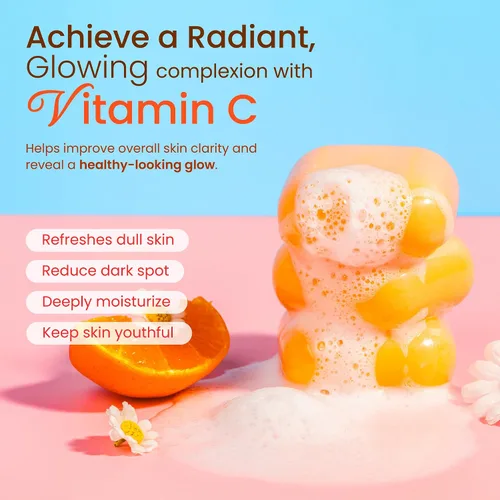 Vista 4 de Koji White Jabón iluminador de ácido kójico y vitamina C, hidratante para la cara y el cuerpo para una piel radiante, nutritiva, hidratante, barra
