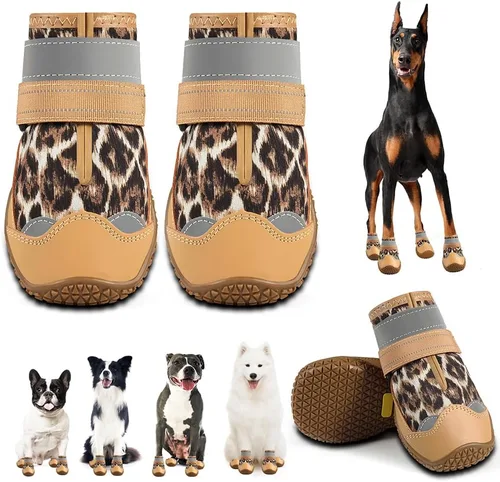 Vista 13 de Botas para perros grandes, botas para perros medianos y protectores de patas para suelos de madera dura, botines para perros al aire libre
