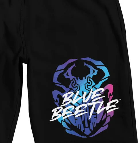 Vista 2 de Bioworld Blue Beetle Scarab Logo Men's Black Sleep Pajama Shorts