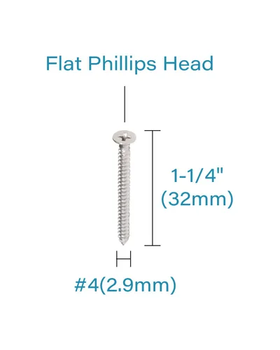 Vista 3 de IMScrews 100 tornillos de madera Phillips de cabeza plana inoxidable #4 x 1-1/4" (32mm) 18-8 (304) tornillos autorroscantes avellanados de acero