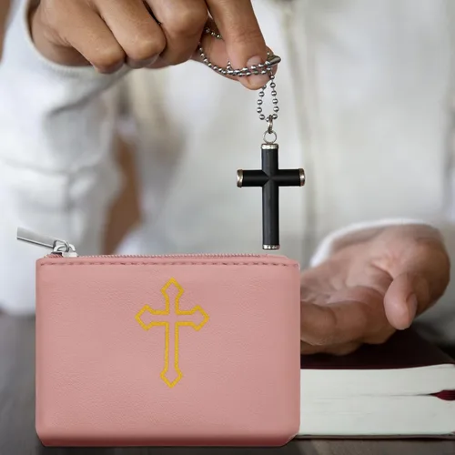 Vista 7 de Shinylin 12 piezas de rosario de cuero para rosario con cremallera, funda de rosario de cuero sintético para hombres y mujeres, 6