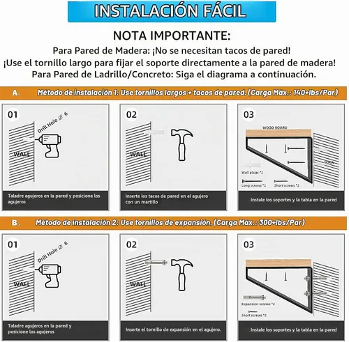 Vista 7 de 2 soportes de estante resistentes, soporte triangular de acero de pared