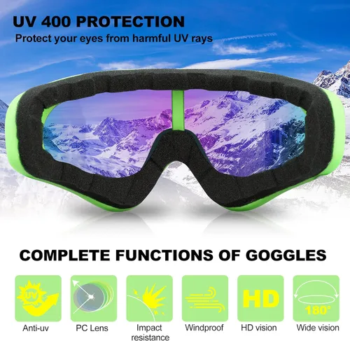 Vista 5 de Gafas de esquí, gafas de motocicleta, paquete de 3 gafas de snowboard para hombres, mujeres, adultos y jóvenes