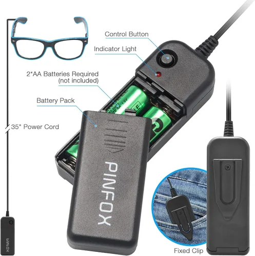 Vista 6 de Aquat Luces EL Wire Neón Rave Gafas de sol resplandor intermitentes LED Disfraces para fiesta, EDM, Halloween RB01