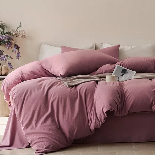 Vista 15 de JELLYMONI Funda de edredón tamaño individual, funda de edredón 100% algodón lavado con textura similar al lino, ropa de cama transpirable y suave