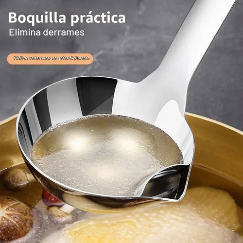 Vista 4 de Cucharón de sopa de acero inoxidable separador de aceite/trampa de grasa cuchara larga/cuchara de servicio de control de grasa/estilo de vida