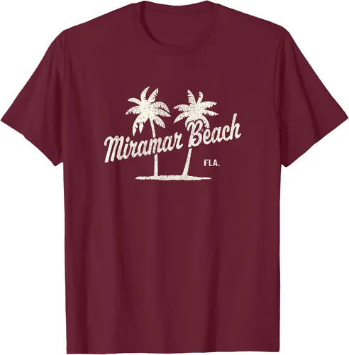 Vista 15 de Miramar Beach Florida Vintage 70s Palm Trees - Camiseta gráfica, Azul / Patchwork, S