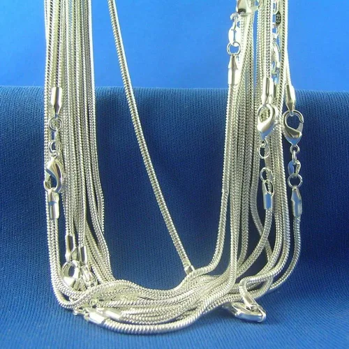 Vista 9 de Wholesale Lots - Collar unisex de plata de ley 925 con cadena de serpiente, accesorios de joyería para bricolaje, Metal