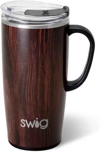 Vista 25 de Swig Life Taza de Viaje de 18 oz, Vaso Aislante con Asa y Tapa, Taza de Café de Viaje, Compatible con Portavasos, Acero Inoxidable, Vaso de 18 oz