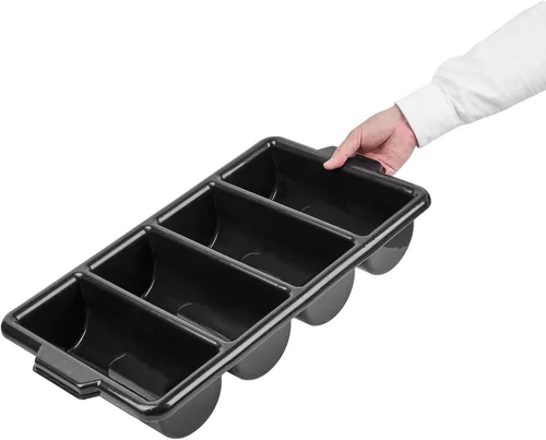 Vista 12 de Restaurantware - Organizador de cubiertos de 21.9 x 14.2 x 3.5 pulgadas, 1 bandeja de cubiertos resistente a las grietas - 4 compartimentos, asas