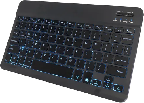 Vista 2 de BoxWave Teclado compatible con Xiaomi Pad 5 - Teclado Bluetooth SlimKeys - con retroiluminación, LED delgado portátil de 7 colores - Negro azabache