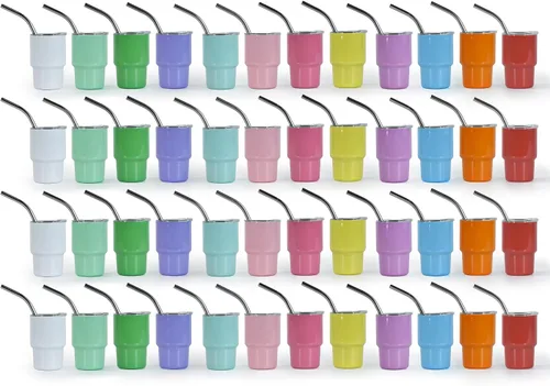 Vista 13 de AGH vaso de chupito de 3 oz, mini vaso con popote y tapa, vasos de chupito de acero inoxidable mate de colores, vasos con aislamiento al vacío