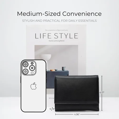 Vista 5 de Alldaily Billetera pequeña con bloqueo RFID, billetera delgada para tarjetas de crédito con bolsillo con cremallera, Negro -, Compacto