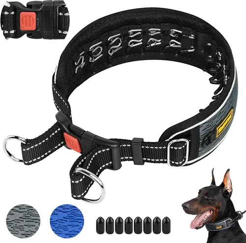 Vista 9 de Mayerzon Martingale - Collar antitirones para perros grandes y medianos, Pitbull Pastor alemán rottweilers, patentado reflectante anti tirones, Negro