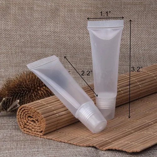 Vista 5 de BlingKingdom 6 piezas de tubos de brillo labial de 0.27 fl oz transparentes y suaves, contenedores vacíos rellenables para bálsamo labial, tubos