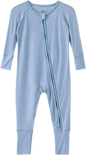 Vista 34 de Pijama de viscosa de bambú sin pies para niños y niñas, pijamas con cremallera para dormir y jugar, mameluco - 0-24 meses