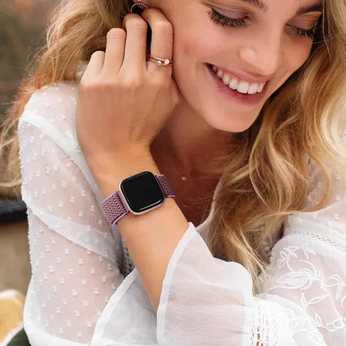 Vista 6 de DaQin Correa elástica deportiva de nailon compatible con Fitbit Versa 2 correas de reloj para mujeres y hombres, paquete de 5 correas elásticas
