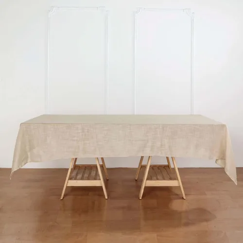 Vista 34 de Efavormart Mantel Redondo de Arpillera Sintética de Yute Natural de 90 Pulgadas - Cubierta de Mesa Rústica Boho Chic Estilo Granja para Navidad