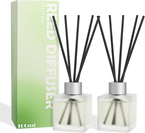 Vista 14 de Difusor de junco, aceite esencial de bambú y té blanco con varillas difusoras para decoración de habitación, 3.4 onzas líquidas (3.4 fl oz) de larga