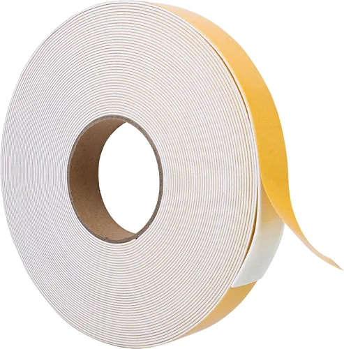 Vista 10 de Burlete de cinta de espuma autoadhesiva blanca para puertas y ventanas de 1 pulgada × 3/4 pulgada × 13 pies, tira de sellado de espuma de alta Blanco