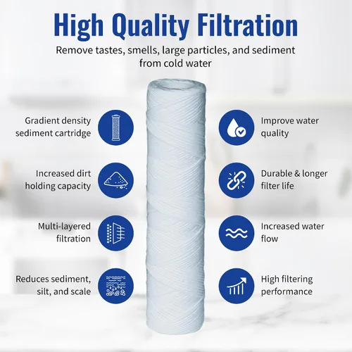 Vista 4 de Complete Filtration Services (CFS) - Filtros de sedimentos de 5 micras compatibles Campbell 1SS-30 10"x2.5" Whole House String Wound Sediment