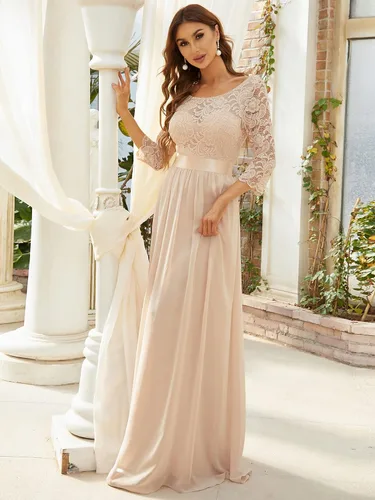 Vista 3 de Ever-Pretty - Vestido largo elegante para dama de honor con cintura imperio manga de 34 07412