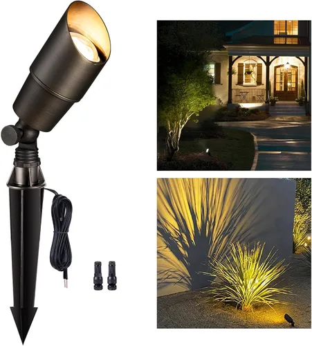 Vista 21 de Gardenreet Focos de Paisaje de Bajo Voltaje - Luz Ascendente LED de Latón para Exteriores 12V, Focos con Cable IP65 Impermeables, Bronce Antiguo