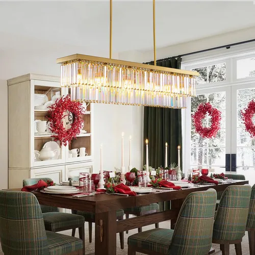 Vista 6 de Candelabro rectangular de cristal dorado para comedor de 47 Dorado brillante
