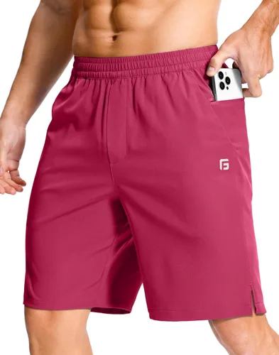 Vista 50 de GGJ Pantalones cortos deportivos ligeros para hombre con 2 bolsillos con cremallera de 7/5/9 pulgadas, pantalones cortos de tenis de secado rápido