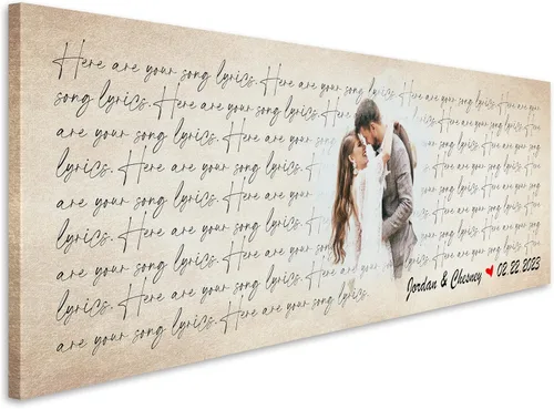 Vista 20 de SANTANNA Letras de música personalizadas, impresiones artísticas para decoración de pared (amor clásico y aniversario de canción favorita)