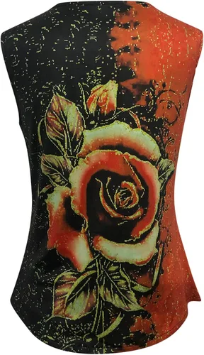 Vista 5 de Camiseta sin mangas de verano para mujer, cuello en V, estampado floral, multicolor, rosa, sin mangas