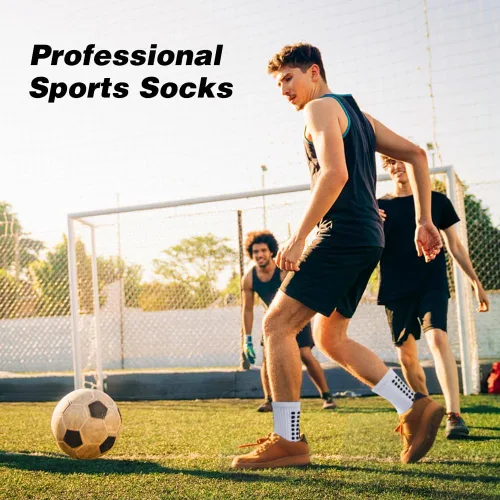 Vista 5 de Paquete de 8 calcetines de fútbol para hombre, antideslizantes, almohadillas de agarre antideslizantes para fútbol, baloncesto, deportes, calcetines